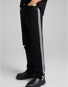 Черные мешковатые джинсы в стиле 90-х с рваной отделкой Bershka-Черный цвет