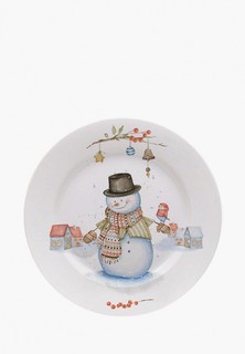 Тарелка Счастье в мелочах 23 см "Снеговик с птичкой"