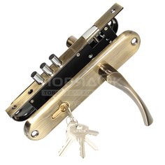 Замок врезной Apecs, 2223/60-AB, ручка в комплекте, цилиндровый, бронзовый