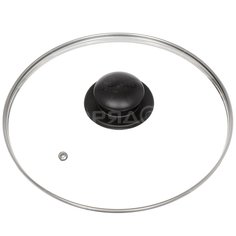 Крышка для посуды стекло, 24 см, Jarko, Гвура, металлический обод, кнопка пластик, КС*GTL24110