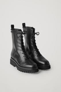 КОЖАНЫЕ БОТИНКИ НА МАССИВНОЙ ПОДОШВЕ COS