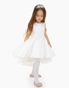 Белое пышное сатиновое платье для девочки Gloria Jeans