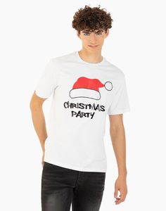 Белая футболка с новогодним принтом Christmas party Gloria Jeans