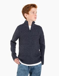Синий свитер с молнией для мальчика Gloria Jeans