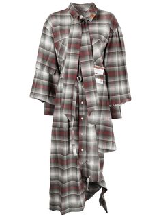 Maison Mihara Yasuhiro длинное платье в клетку Miharayasuhiro Modified
