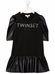 TWINSET Kids платье с контрастной вставкой