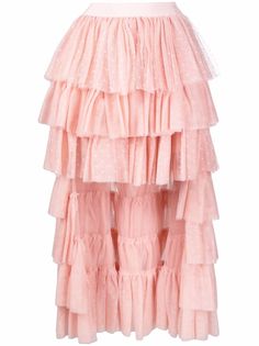 RED Valentino юбка из тюля пуэн-деспри с оборками