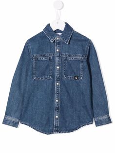 Calvin Klein Kids джинсовая рубашка с нашивкой-логотипом