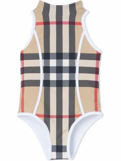 Burberry Kids купальник в клетку на молнии