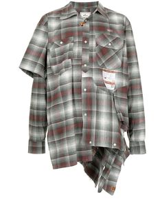 Miharayasuhiro Modified клетчатая рубашка асимметричного кроя
