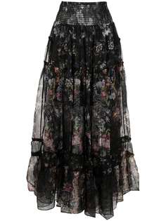 Camilla шелковая юбка с завышенной талией и цветочным принтом