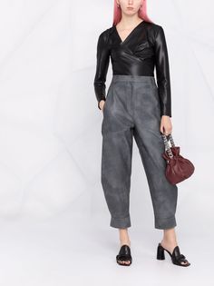 Patrizia Pepe faux-leather wrap top