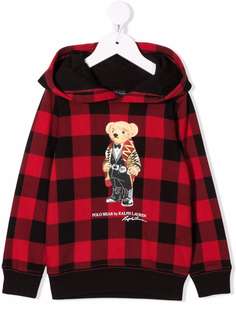 Ralph Lauren Kids клетчатое худи Polo Bear
