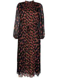 TWINSET платье миди с цветочным принтом и длинными рукавами