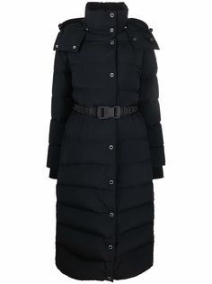 Burberry пуховик с поясом и нашивкой-логотипом
