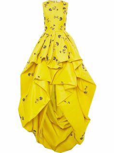 Oscar de la Renta драпированное платье с цветочной вышивкой
