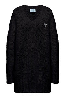 Черный пуловер оверсайз Prada