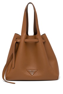 Коричневая сумка из кожи на плечо Prada