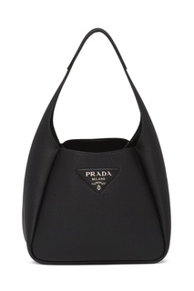 Черная объемная сумка на плечо Prada