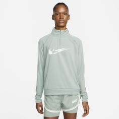 Женский беговой свитшот с молнией 1/4 Nike Dri-FIT Swoosh Run - Зеленый