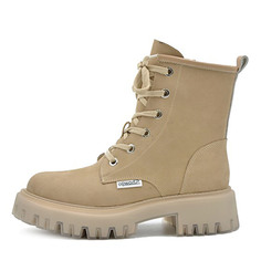 Ботинки Бежевые ботинки из кожи на подкладке из натуральной шерсти на тракторной подошве Respect