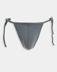 Стринги в рубчик с завязками по бокам ASOS DESIGN-Серый