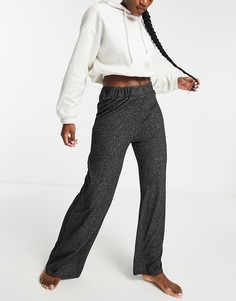 Темно-серые меланжевые брюки для дома с широкими штанинами из мягкой трикотажной ткани Loungeable-Серый