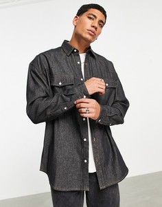Винтажная oversized-куртка из денима в стиле вестерн выбеленного черного цвета ASOS DESIGN-Серый