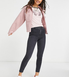 Черные выбеленные джинсы Topshop Petite Joni-Черный цвет
