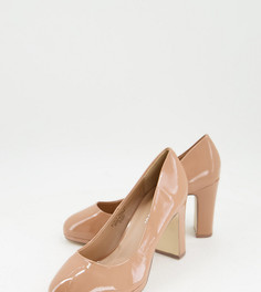 Бежевые туфли на блочном каблуке для широкой стопы Simply Be Wide Fit Kenya-Светло-бежевый цвет