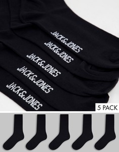 Набор из 5 пар черных теннисных носков Jack & Jones-Черный цвет