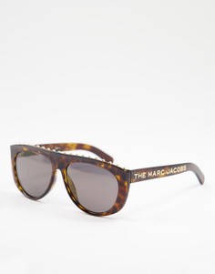 Круглые солнцезащитные очки с линзами в коричневой оправе с отделкой заклепками Marc Jacobs 492/S-Коричневый цвет