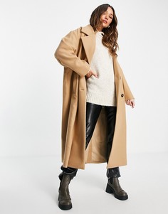 Бежевое двубортное oversized-пальто ASOS DESIGN-Светло-бежевый цвет