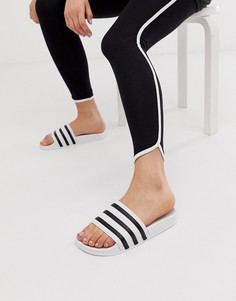 Черно-белые шлепанцы adidas Originals - adilette-Белый