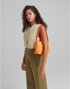 Оранжевая сумка на плечо со стежкой в виде кругов Bershka-Оранжевый