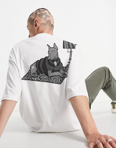 Белая oversized-футболка с принтом собаки Crooked Tongues-Белый