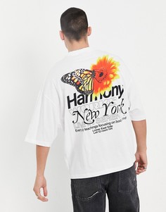 Белая oversized-футболка с принтом бабочки спереди и сзади ASOS DESIGN-Белый
