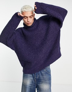 Фиолетовая водолазка массивной вязки в стиле oversized с высоким воротом ASOS DESIGN-Фиолетовый цвет