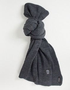 Угольно-серый вязаный шарф в рубчик Bolongaro Trevor