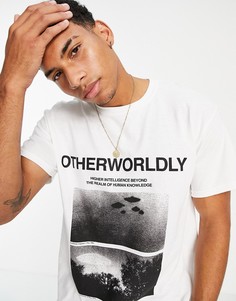 Белая футболка с надписью "Оtherworldly" Topman-Белый