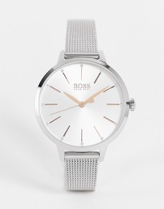 Женские часы с серебристым сетчатым браслетом BOSS-Серебряный
