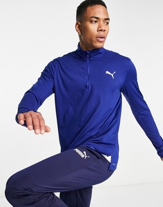 Синий топ с короткой молнией PUMA Running-Голубой
