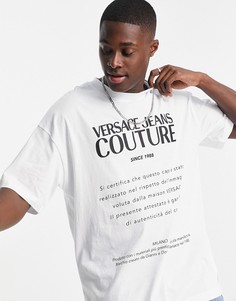 Белая футболка с принтом логотипа и инструкции по уходу Versace Jeans Couture-Белый