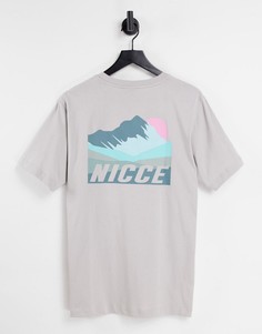 Серая футболка с принтом на спине Nicce Valley-Белый