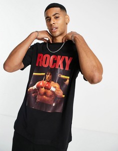 Черная футболка с надписью "Rocky" Topman-Черный цвет