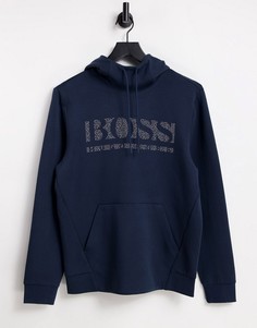Темно-синяя худи без застежки с пиксельным принтом BOSS Athleisure Soody 2-Темно-синий