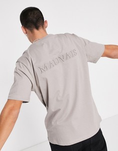 Серо-коричневая футболка с тисненым логотипом на спине Mauvais-Серый