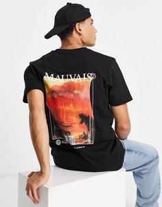 Черная футболка с пейзажным принтом на спине Mauvais-Черный цвет