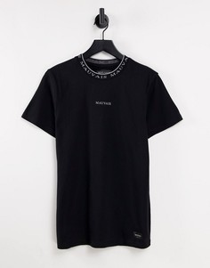 Черная футболка с лентой на вороте Mauvais-Черный цвет