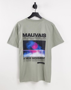Бледно-зеленая футболка с принтом Mauvais Future Space-Зеленый цвет